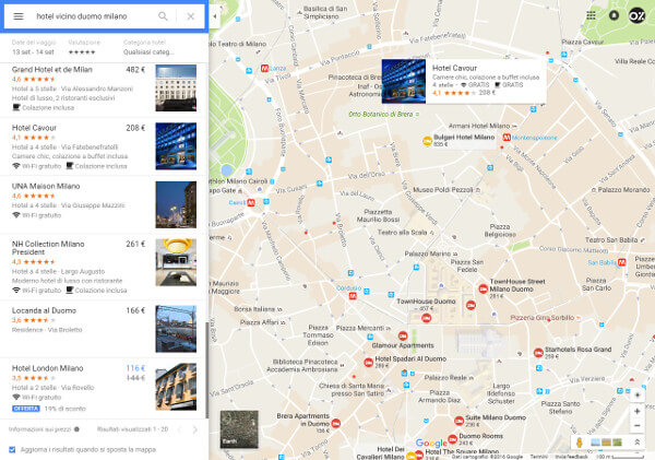 Ricerca Hotel su Google Maps