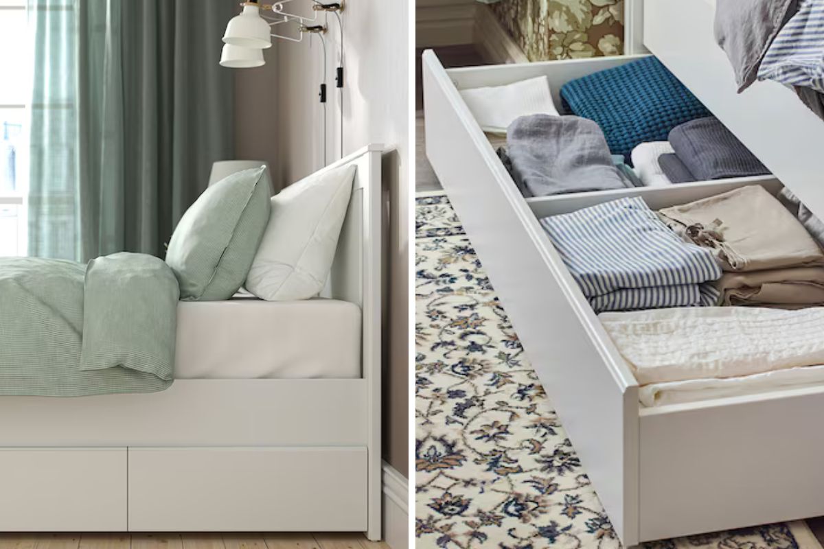 Letto SONGESAND bianco con 2 contenitori di Ikea