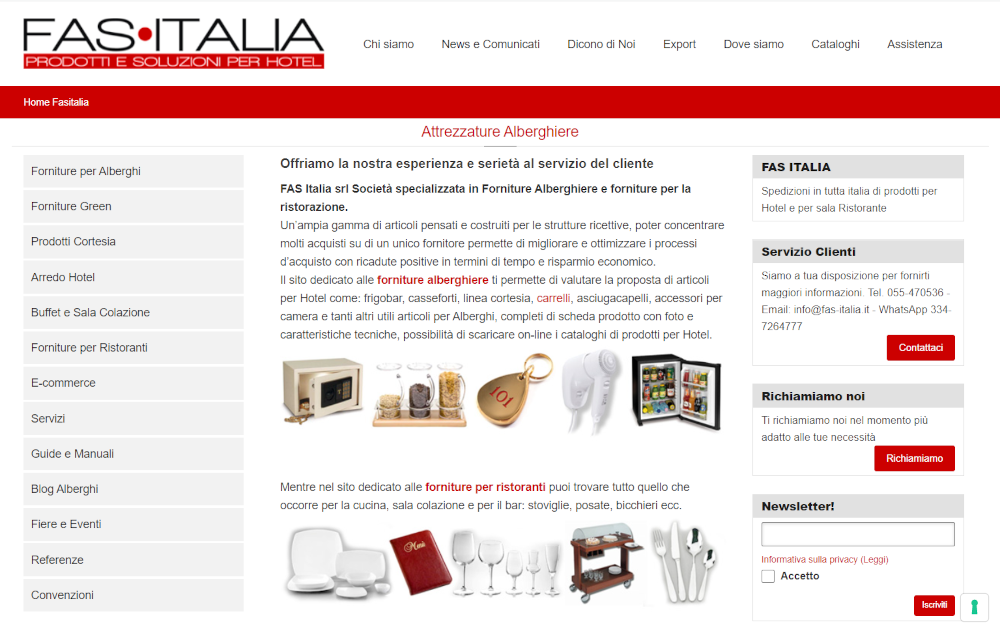 Azienda specializzata in forniture per hotel e strutture ricettive