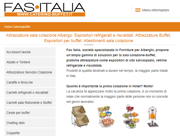 Catalogo attrezzature per la sala colazione in albergo e B&B