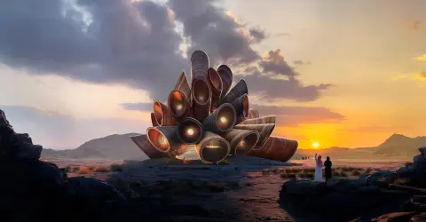 Heatherwick Studio progetta AlUla Manara in Arabia Saudita per turismo astronomico e scienza entro il 2030.