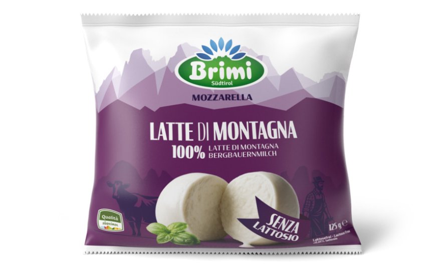 Brimi lancia Mozzarella Senza Lattosio 3x100g, con latte 100% di montagna e packaging rinnovato