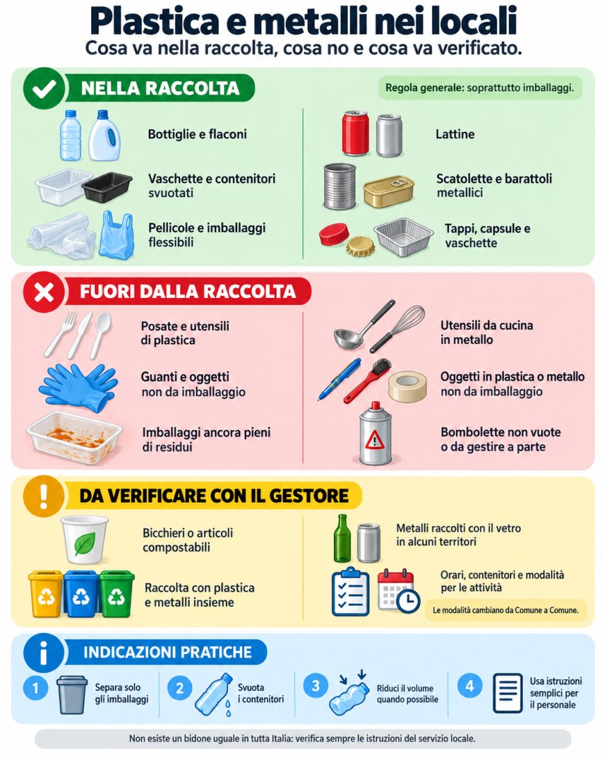 Plastica e metalli nei locali: cosa differenziare e quali errori evitare