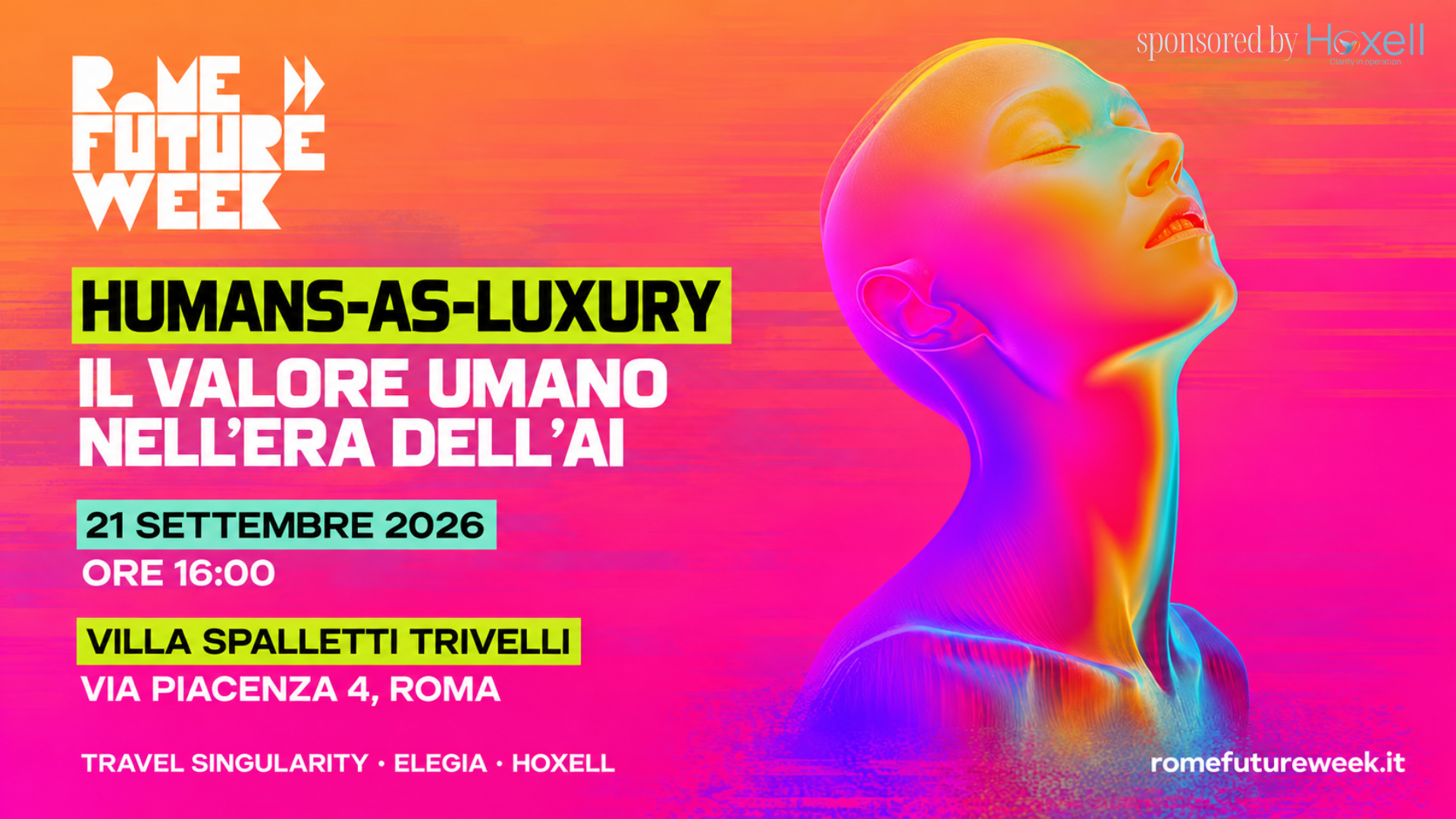 ROME FUTURE WEEK SI APRE CON “HUMANS-AS-LUXURY” DI SIMONE PUORTO: RIPENSARE LA CONNESSIONE UMANA NELL’ERA DELL’INTELLIGENZA ARTIFICIALE
